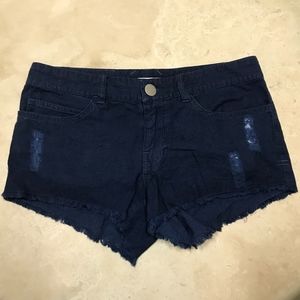Rhythm blue distressed cutoff denim shorts